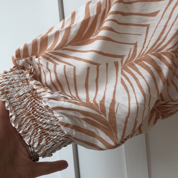 Roxy Evening Delight midi dress front bow tie palm frond pattern L - Picture 5 of 11